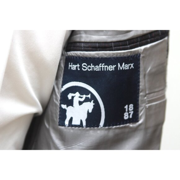 Hart Schaffner‎ 2pc Suit Blazer Jacket 44R Pants 38Wx29L Black Striped E02107 - Picture 10 of 16